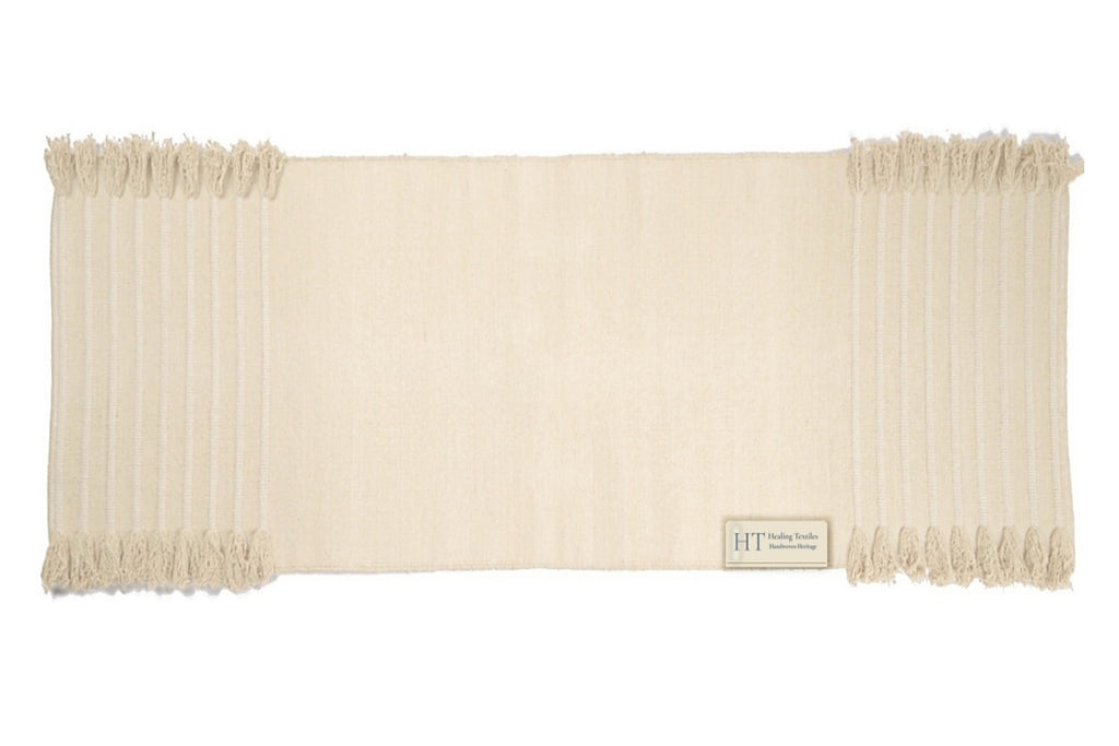 Ayurvedic Plain natural white organic cotton yoga mat, undyed, in a slightly different natural shade