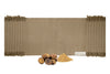 Myrobalan clay-brown organic cotton yoga mat in a deeper shade, with whole myrobalan fruits and powder in front