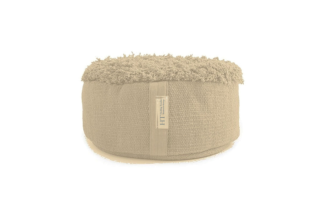 Natural undyed Ayurvedic Plain meditation cushion with the Healing Textiles label