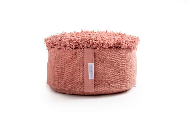 Ayurvastra meditation cushion in warm Sappanwood red plant dye, organic cotton cover with buckwheat filling