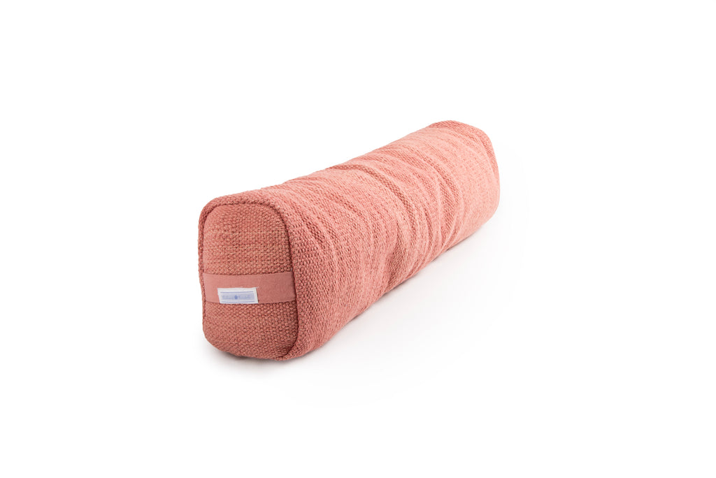 Ayurvastra pranayama pillow in warm Sappanwood red plant dye, handloomed organic cotton cover with buckwheat filling
