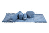 Ayurvastra yoga bundle in Indigo plant dye — handloomed organic cotton rug, pranayama pillow and yoga block