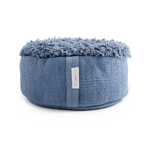 yurvastra meditation cushion in deep Indigo plant dye, organic cotton cover with buckwheat filling