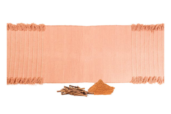 Ayurvastra yoga rug in rich Indian Madder plant dye, handloomed organic cotton with non-slip latex backing