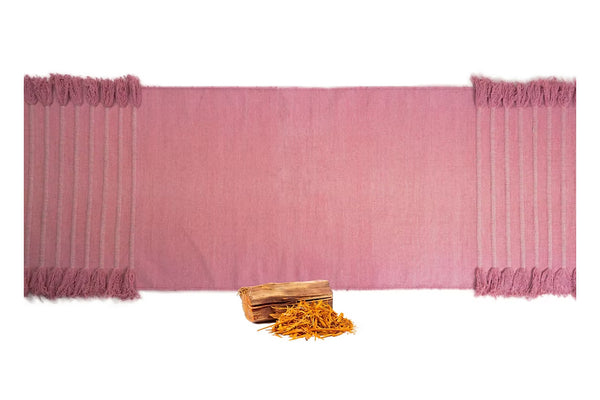 Ayurvastra yoga rug in warm Sappanwood red plant dye, handloomed organic cotton with non-slip latex backing